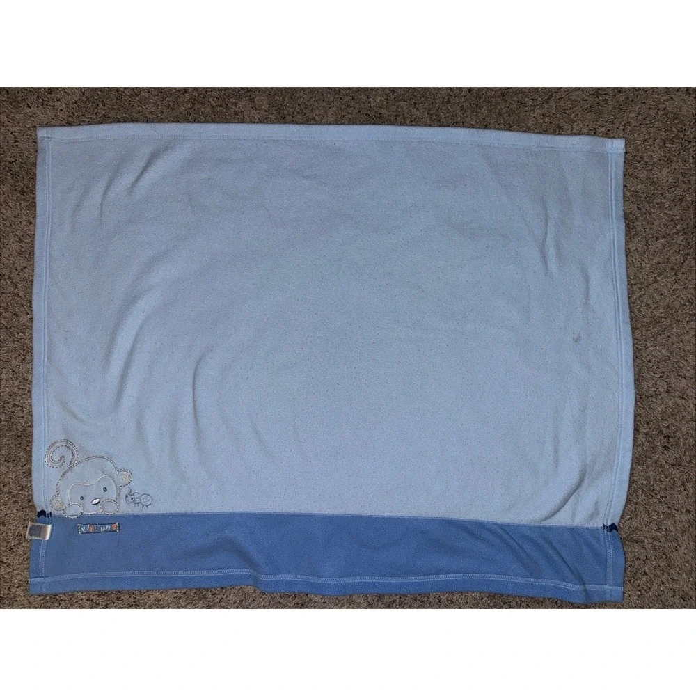 Carter's Monkey & Ant Baby Blanket Child of Mine Blue Fleece Security Lovey Boys